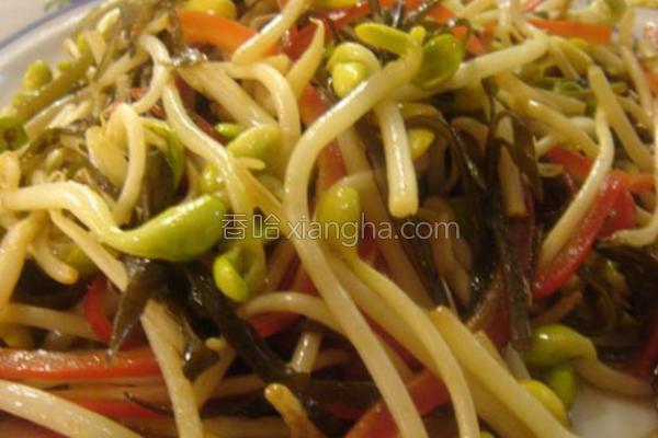 菜黄豆芽炒海带的做法_菜黄豆芽炒海带的做法