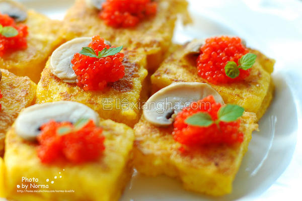 鱼籽鸡蛋煎吐司的做法_鱼籽鸡蛋煎吐司的做法