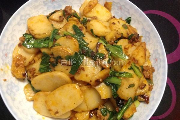 青菜肉末炒年糕的做法_青菜肉末炒年糕的做法