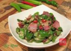 咸肉片炒秋葵的做法图解5