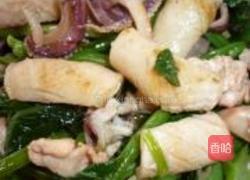 青菜炒鱿鱼干的做法图解5
