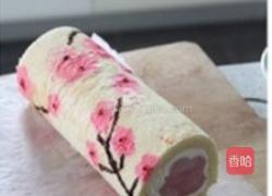 桃花手绘蛋糕卷的做法图解18