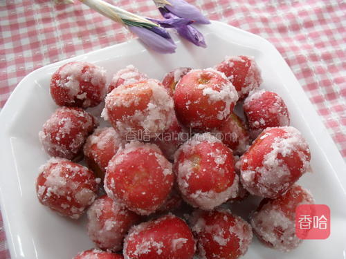 当山楂表面都裹上白色霜糖,不粘连时即可