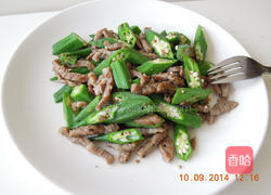牛肉炒秋葵的做法图解4