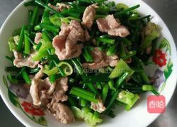 青椒韭菜苔炒肉片的做法图解3