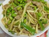 毛豆茭白炒肉丝