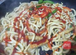 番茄酱三丝炒乌冬面的做法图解9