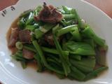 老屋私房菜肉炒菠菜梗