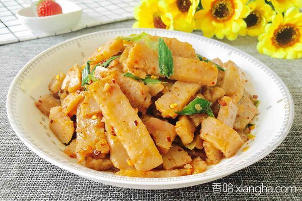 蒜苗炒粘山药豆腐