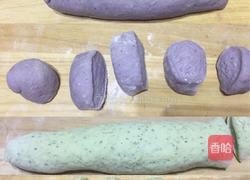 彩色小馒头、黑芝麻花生酱花卷的做法图解10