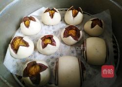 菠萝馅开口笑双色馒头的做法图解8
