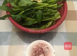 家常肉沫炒菜心的做法图解1