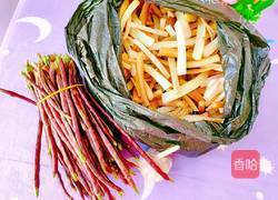 红豆角炒蒲菜的做法图解1