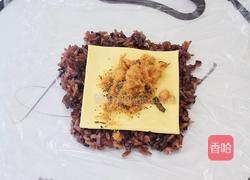 黑米芝士肉松饭团的做法图解7