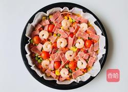巨好吃的无面粉虾仁培根南瓜燕麦披萨的做法图解4
